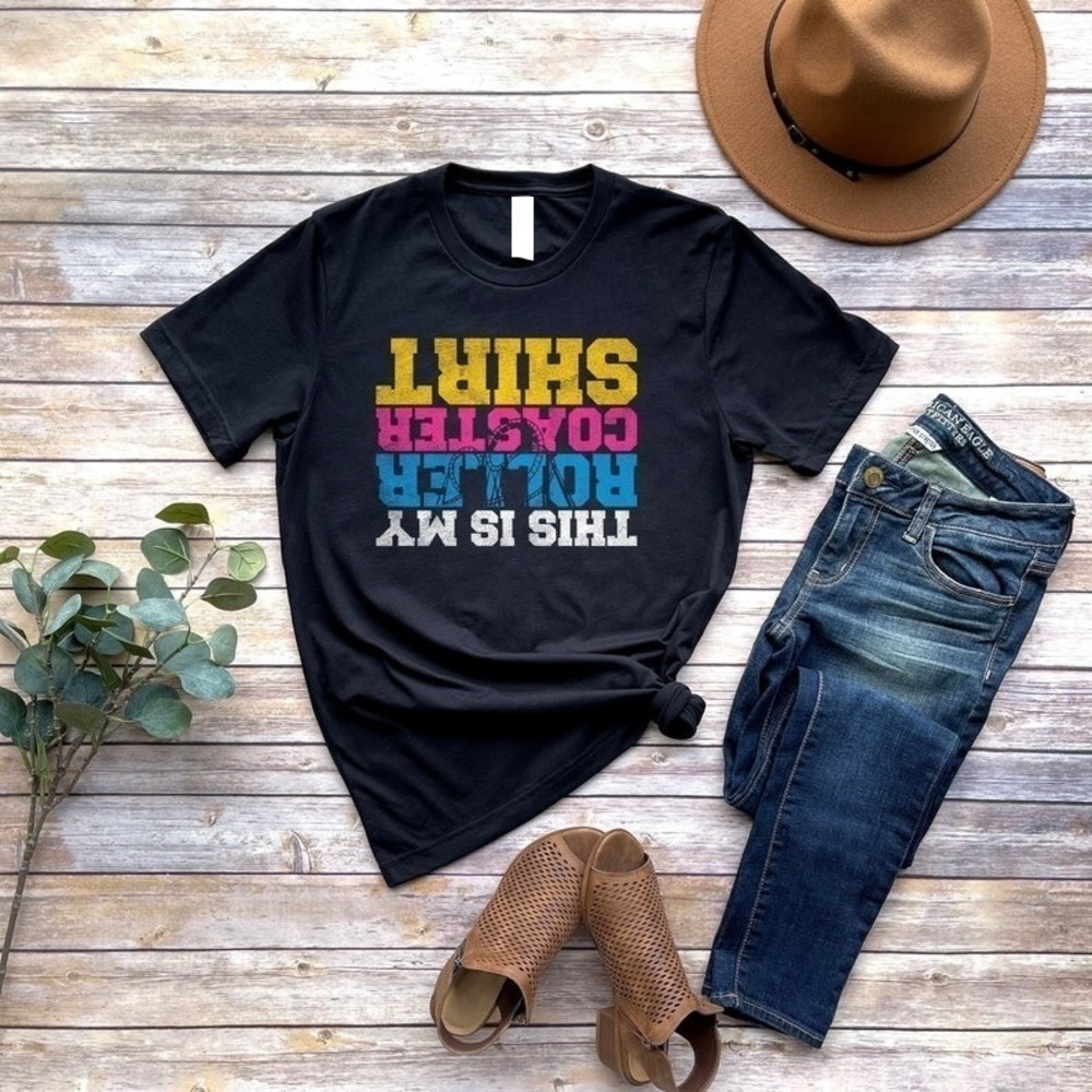 Upside Down Roller Coaster Funny Quote Unisex T-Shirt - Picture 1 of 4